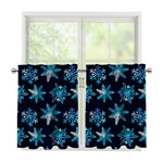 Turquoise Snowflake Pattern Print Tier Curtains