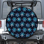 Turquoise Snowflake Pattern Print Tire Cover