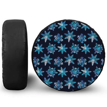 Turquoise Snowflake Pattern Print Tire Cover