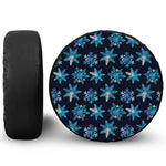Turquoise Snowflake Pattern Print Tire Cover