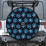 Turquoise Snowflake Pattern Print Tire Cover With Camera Hole