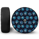 Turquoise Snowflake Pattern Print Tire Cover With Camera Hole