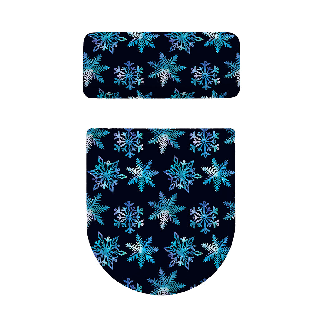 Turquoise Snowflake Pattern Print Toilet Lid And Tank Cover Set