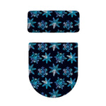 Turquoise Snowflake Pattern Print Toilet Lid And Tank Cover Set