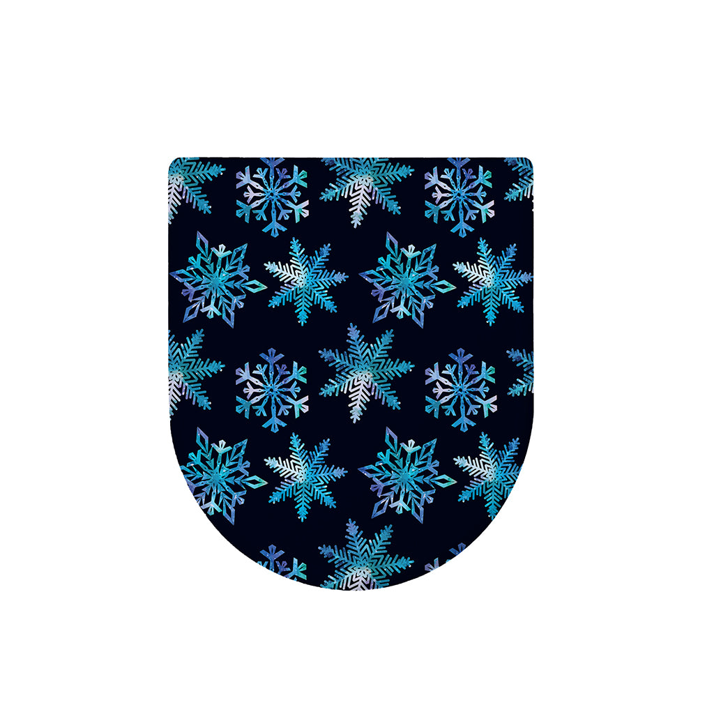 Turquoise Snowflake Pattern Print Toilet Lid Cover