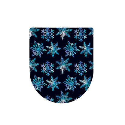 Turquoise Snowflake Pattern Print Toilet Lid Cover