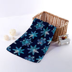 Turquoise Snowflake Pattern Print Towel
