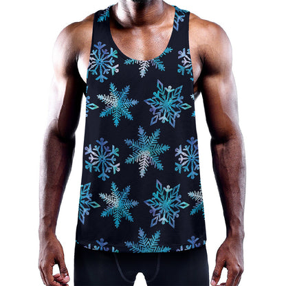 Turquoise Snowflake Pattern Print Training Tank Top
