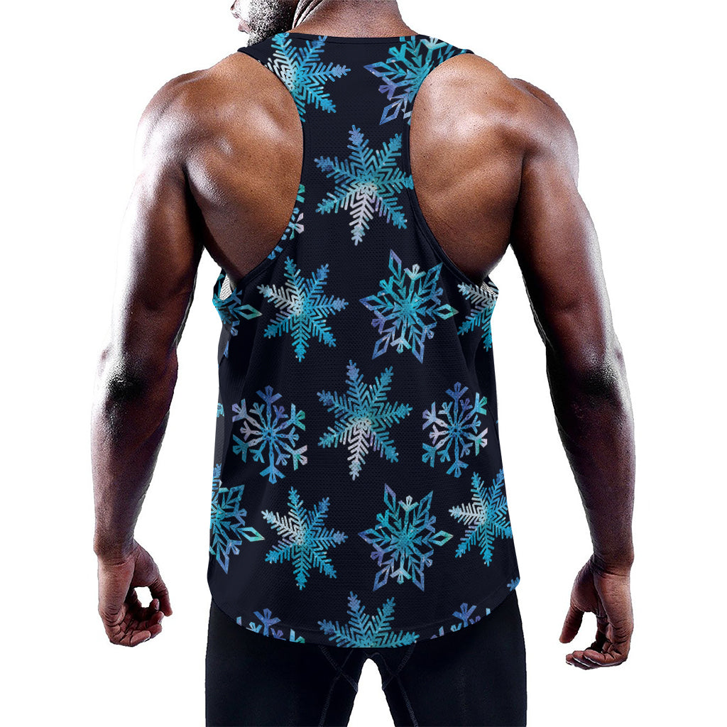 Turquoise Snowflake Pattern Print Training Tank Top