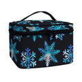 Turquoise Snowflake Pattern Print Travel Makeup Bag