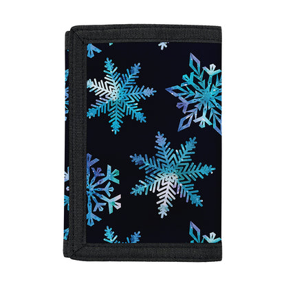 Turquoise Snowflake Pattern Print Trifold Wallet