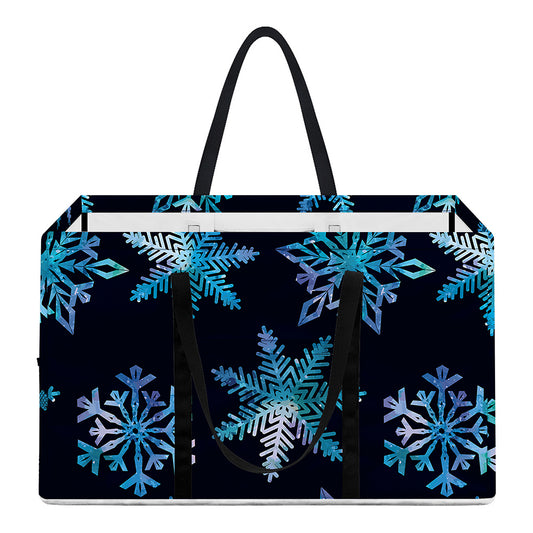 Turquoise Snowflake Pattern Print Utility Tote Bag