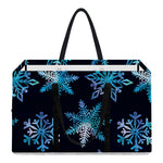 Turquoise Snowflake Pattern Print Utility Tote Bag