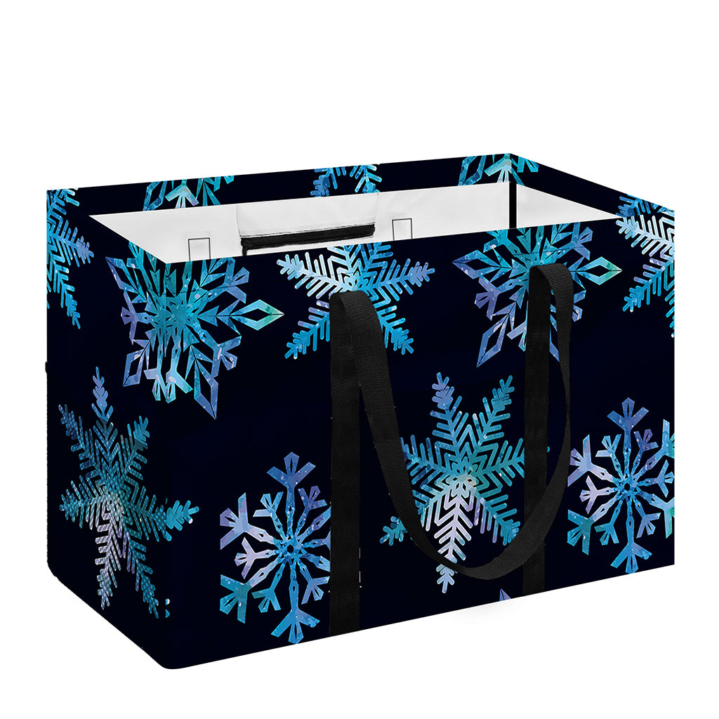 Turquoise Snowflake Pattern Print Utility Tote Bag