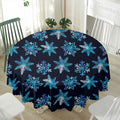 Turquoise Snowflake Pattern Print Waterproof Round Tablecloth