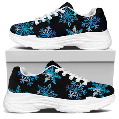 Turquoise Snowflake Pattern Print White Chunky Shoes