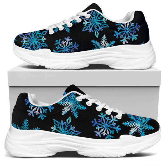 Turquoise Snowflake Pattern Print White Chunky Shoes