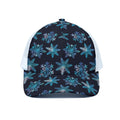 Turquoise Snowflake Pattern Print White Mesh Trucker Hat