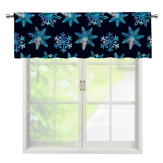 Turquoise Snowflake Pattern Print Window Valance