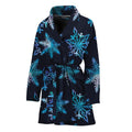 Turquoise Snowflake Pattern Print Women's Bathrobe