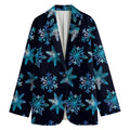 Turquoise Snowflake Pattern Print Women's Blazer