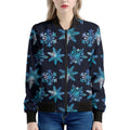 Turquoise Snowflake Pattern Print Women's Bomber Jacket