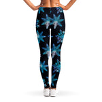 Turquoise Snowflake Pattern Print Women's Leggings