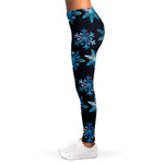 Turquoise Snowflake Pattern Print Women's Leggings