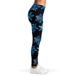 Turquoise Snowflake Pattern Print Women's Leggings