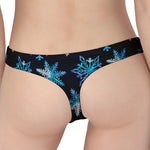 Turquoise Snowflake Pattern Print Women's Thong