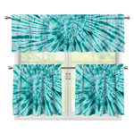 Turquoise Tie Dye Print 3 Piece Kitchen Curtains