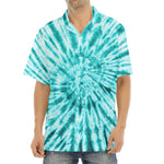 Turquoise Tie Dye Print Aloha Shirt
