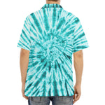 Turquoise Tie Dye Print Aloha Shirt