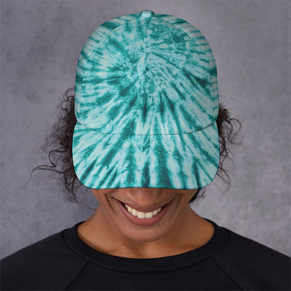 Turquoise Tie Dye Print Baseball Cap