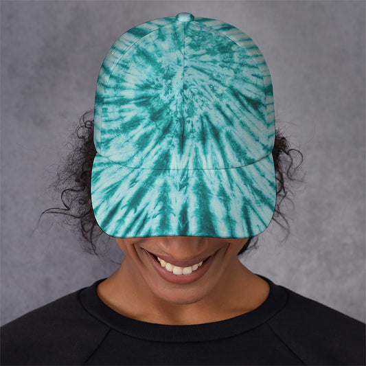 Turquoise Tie Dye Print Baseball Cap