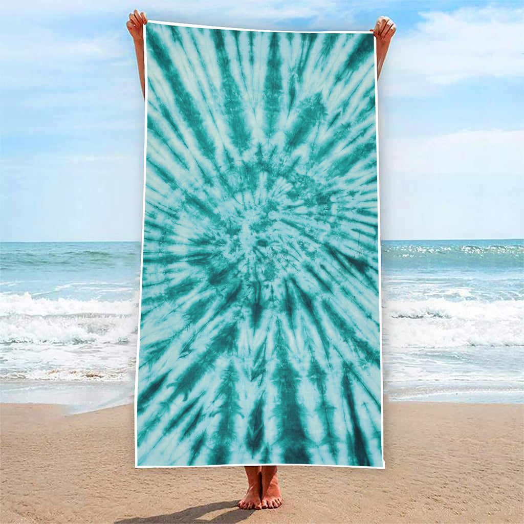 Turquoise Tie Dye Print Beach Towel