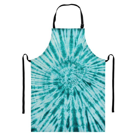 Turquoise Tie Dye Print Bib Apron With Pocket