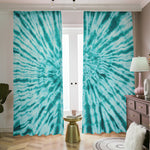 Turquoise Tie Dye Print Blackout Pencil Pleat Curtains