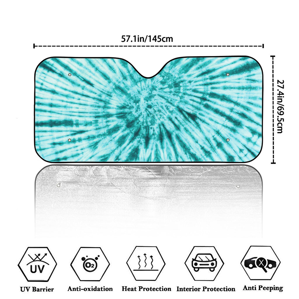 Turquoise Tie Dye Print Car Windshield Sun Shade
