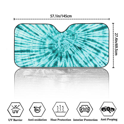 Turquoise Tie Dye Print Car Windshield Sun Shade
