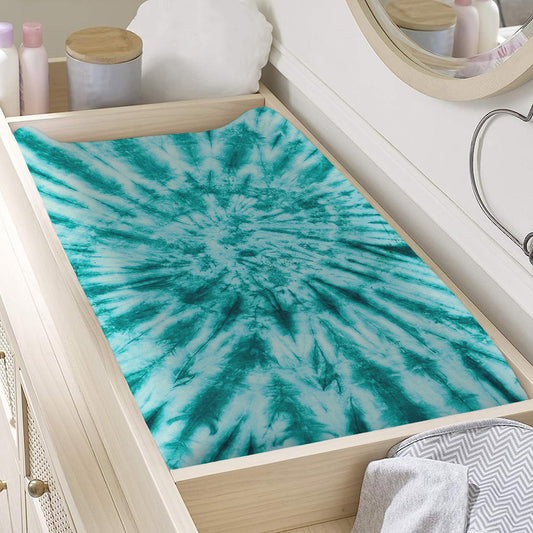 Turquoise Tie Dye Print Changing Pad Cover