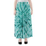Turquoise Tie Dye Print Chiffon Maxi Skirt