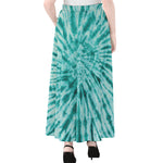 Turquoise Tie Dye Print Chiffon Maxi Skirt