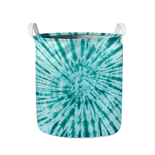 Turquoise Tie Dye Print Collapsible Laundry Basket