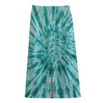 Turquoise Tie Dye Print Cotton Front Slit Maxi Skirt