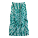 Turquoise Tie Dye Print Cotton Front Slit Maxi Skirt