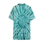 Turquoise Tie Dye Print Cotton Hawaiian Shirt