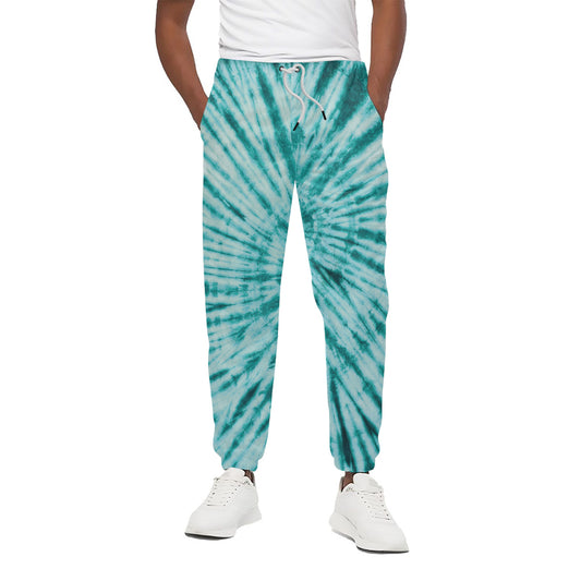Turquoise Tie Dye Print Cotton Pants