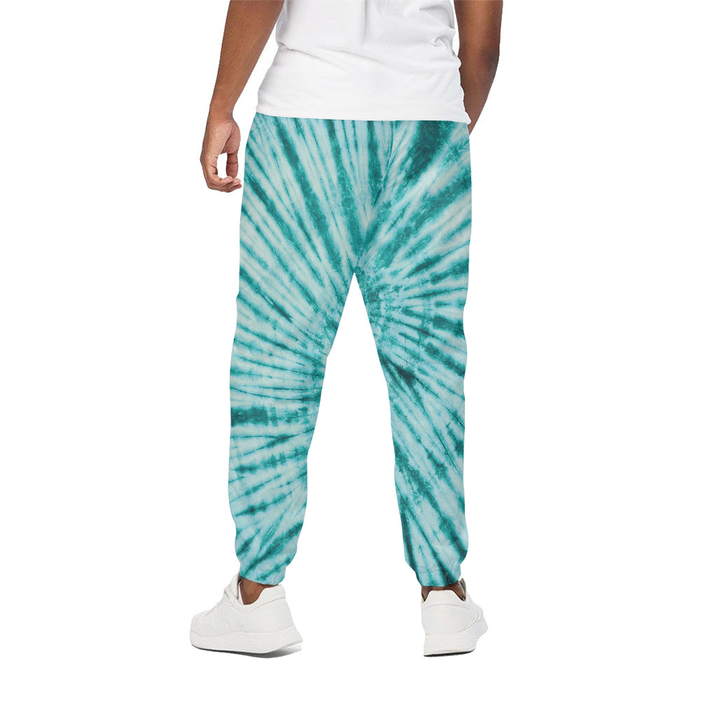 Turquoise Tie Dye Print Cotton Pants