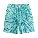 Turquoise Tie Dye Print Cotton Shorts